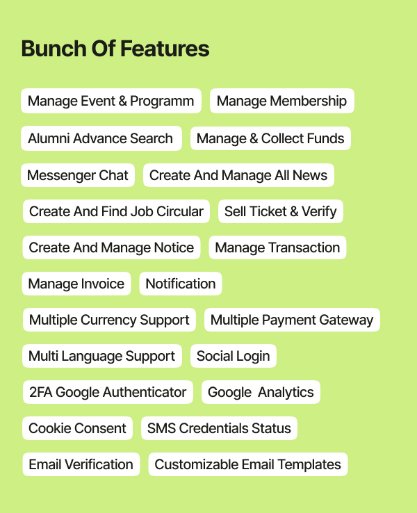 Alumnati - Alumni Association Network Portal - Feature showcase 2