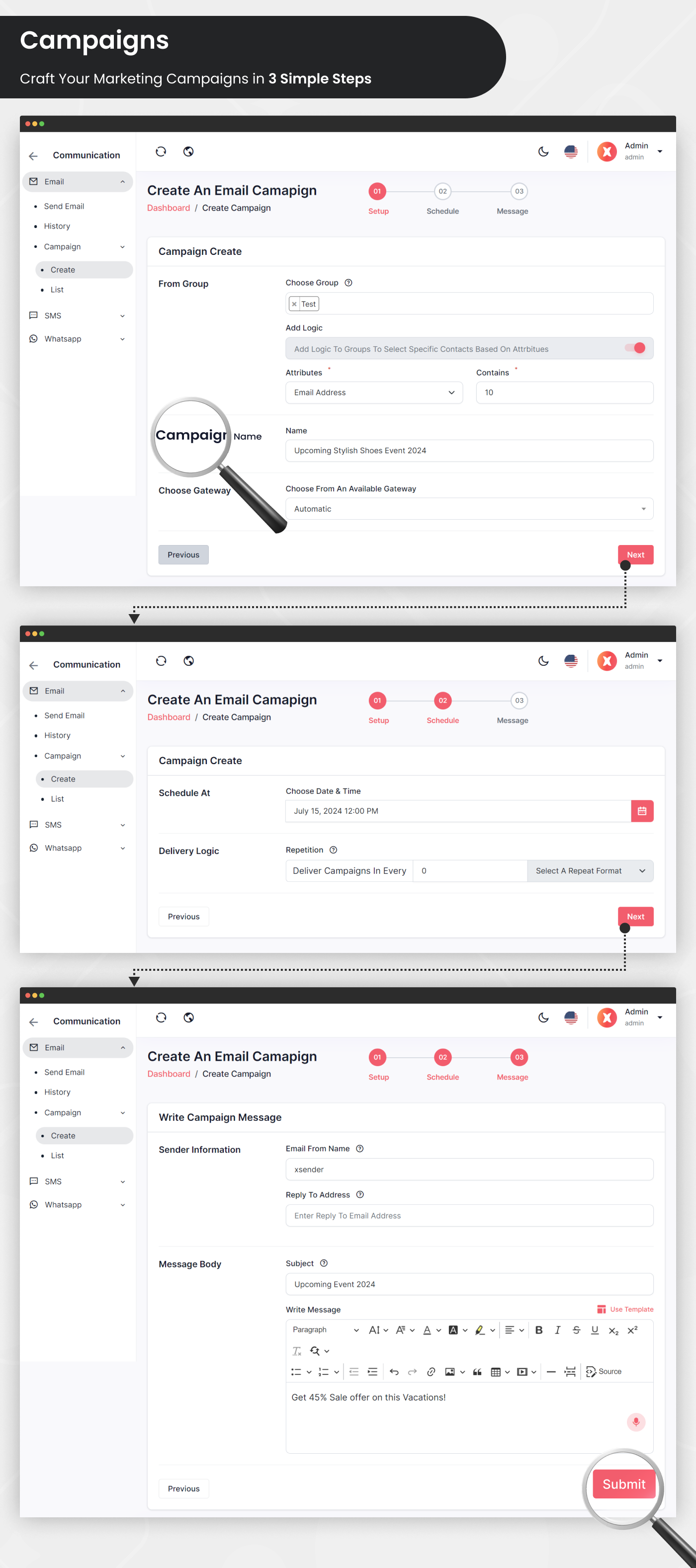 Sendnova - Bulk Email, SMS and WhatsApp Messaging Application - Feature showcase 2