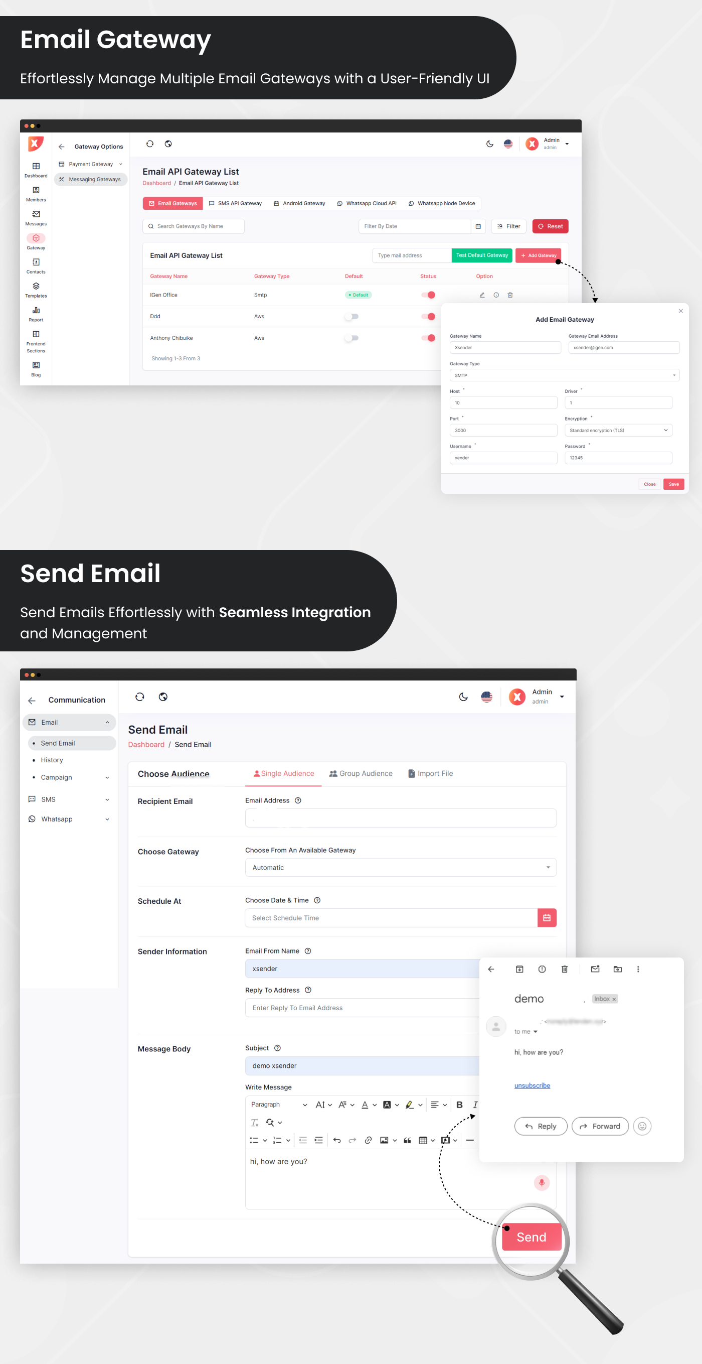 Sendnova - Bulk Email, SMS and WhatsApp Messaging Application - Feature showcase 3