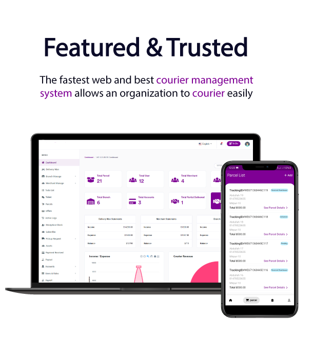 CourierSquad - SaaS Multi-Tenancy Courier and Logistics Management - Merchant, Delivery App - Feature showcase 1