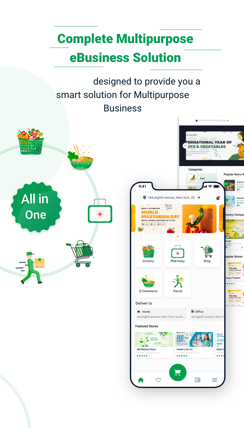 DixieDaily - Dunzo Clone - Multi-Vendor Delivery Platform with Customer, Store & Driver Apps - Feature showcase 1