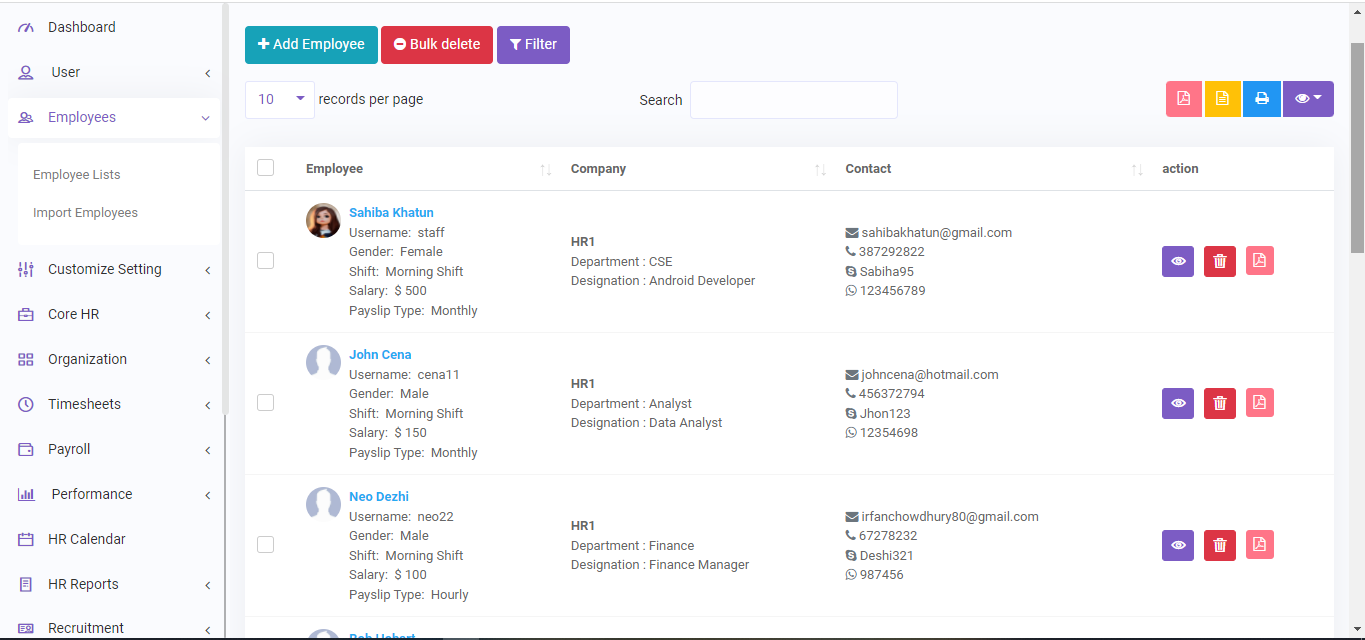 HR Logics - HRM, Payroll & Project Management - Feature showcase 3
