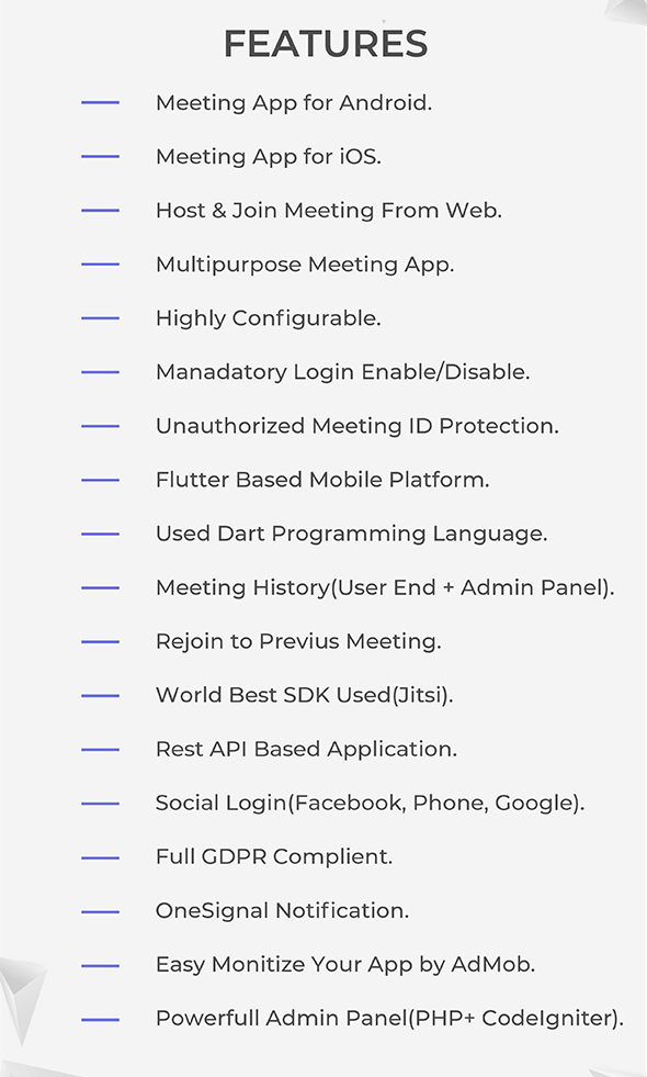 JiffyMeet - Video Conference App and Website for Live Class, Meeting, Webinar, Online Training - Feature showcase 1