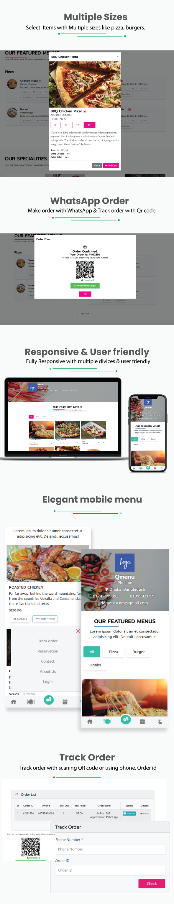 OrderCreator - SaaS Restaurant / QR Menu / WhatsApp Online Ordering / Reservation System - Feature showcase 2