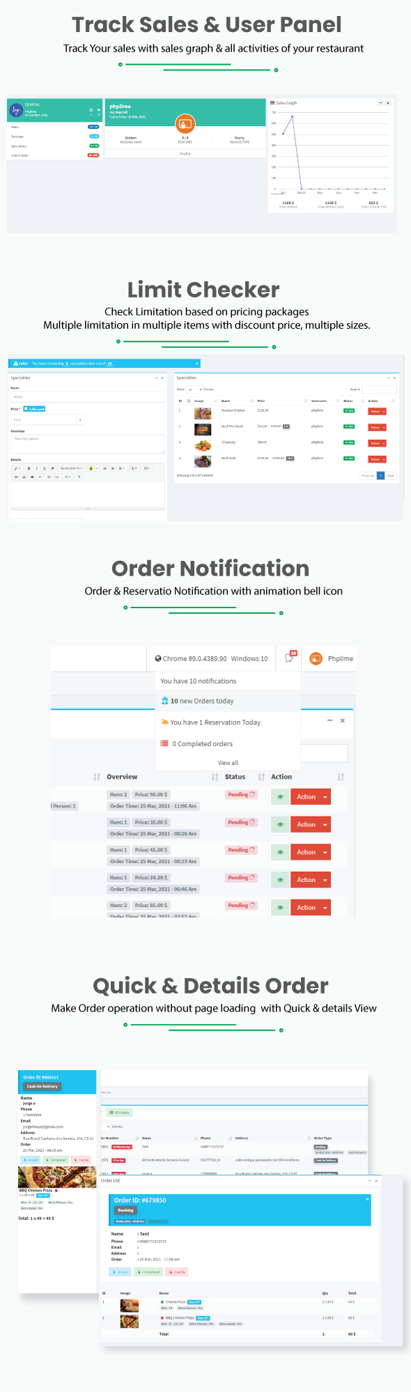 OrderCreator - SaaS Restaurant / QR Menu / WhatsApp Online Ordering / Reservation System - Feature showcase 3