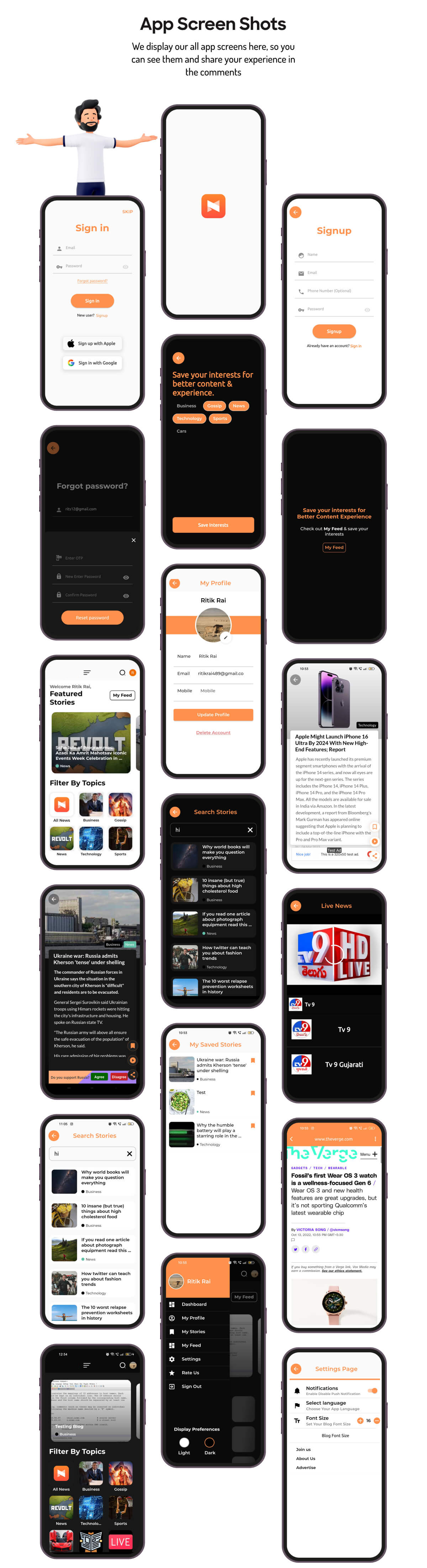 Shortnews - Short News App - Inshorts Clone - Feature showcase 9