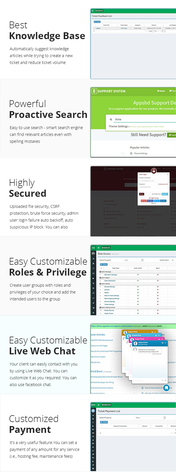 Synira - Live Web Chat & Client Desk & Ticket Help Centre - Feature showcase 1