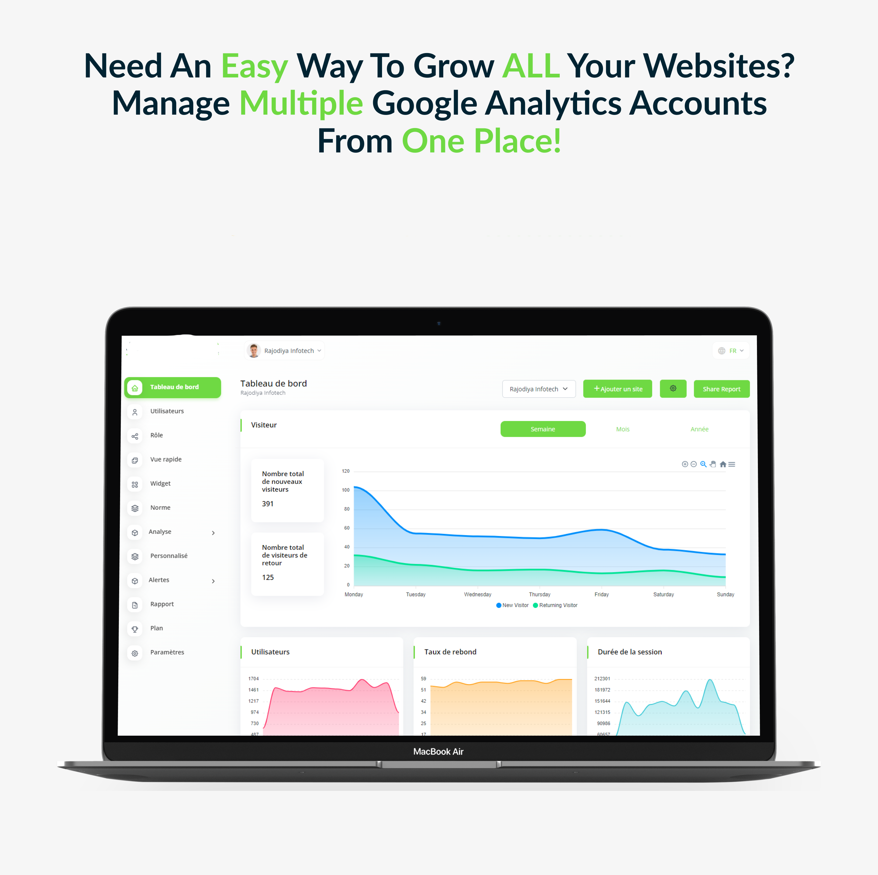 Analyticsly - SaaS Google Analytics with Multisite - Feature showcase 1